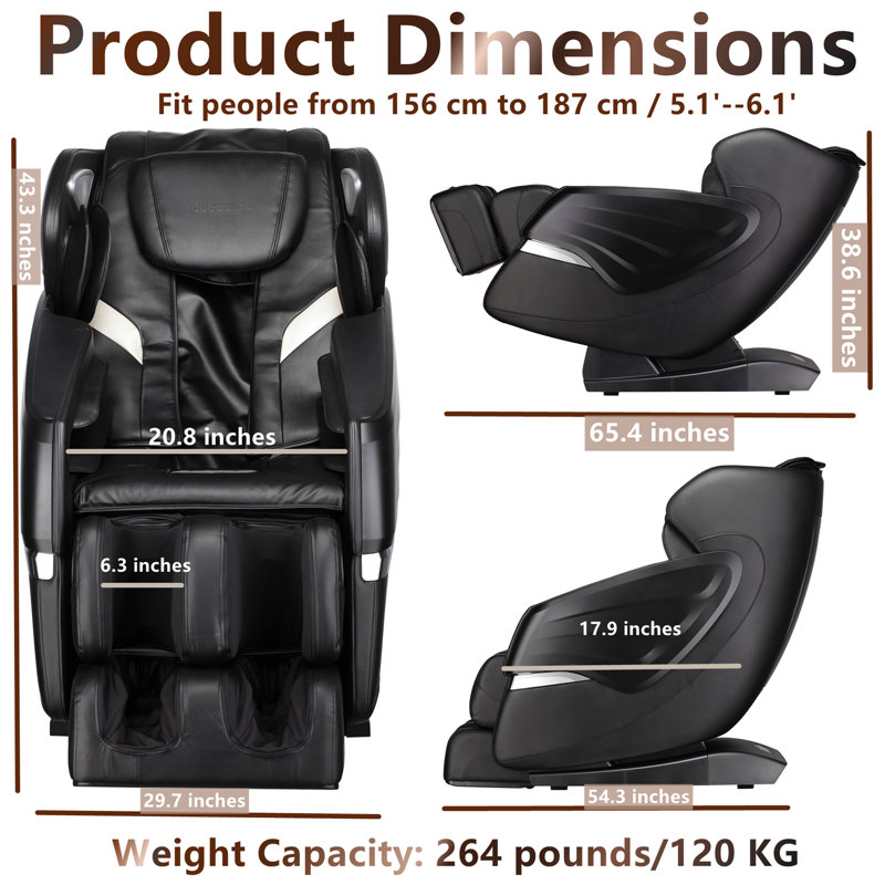 Inbox Zero Power Reclining Adjustable Width Heated Massage Chair Wayfair